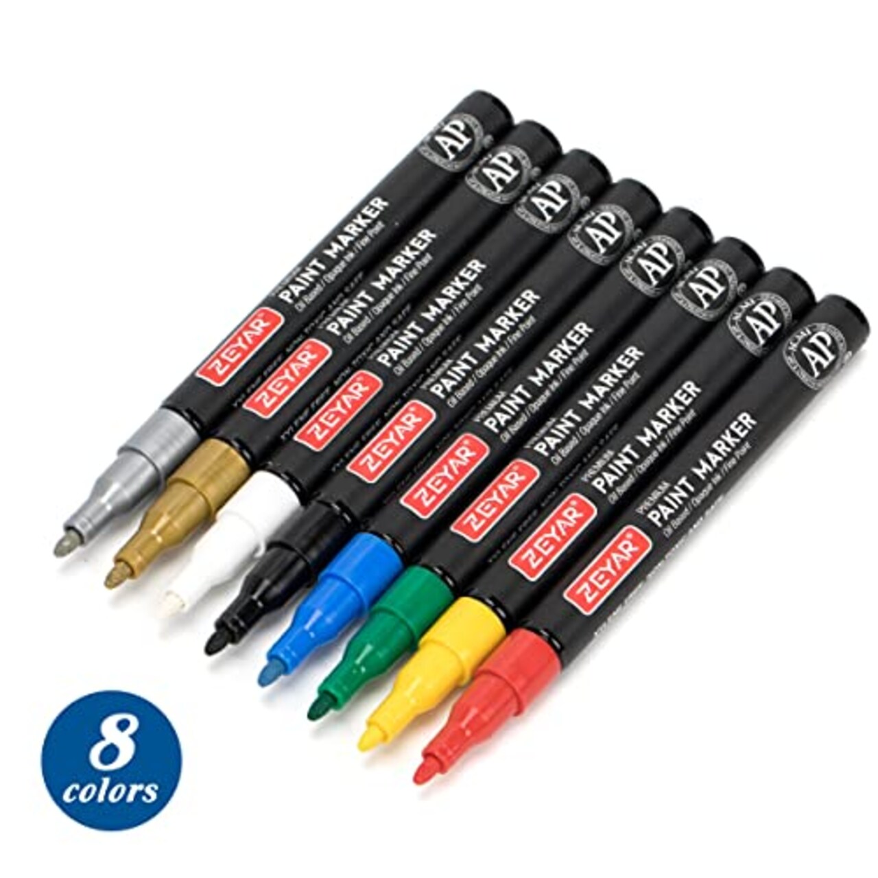 Permanent Oil-Based Paint Markers, Expert of Rock Painting, 8 Colors. Permanent Ink & Waterproof, Works on Rock, Wood, Glass, Metal, Ceramic and more (8 Regular Colors Fine Point)